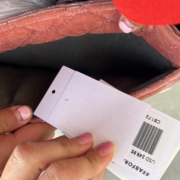 Mini pink velvet bag with chain straps - Picture 6 of 7